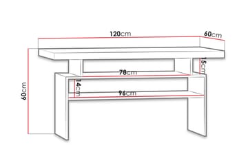 Castillia Soffbord 120 cm med Förvaring Hyllor - Mörk Ask - Möbler - Vardagsrum - Soffbord & vardagsrumsbord - Soffbord