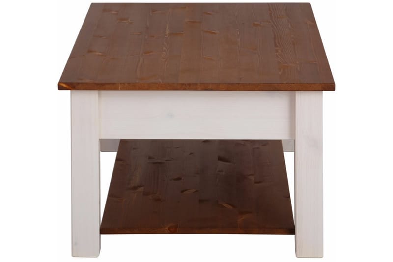 CERVENS Soffbord 100 cm med Förvaring Lådor + Hylla Vit/Brun - Möbler - Vardagsrum - Soffbord & vardagsrumsbord - Soffbord