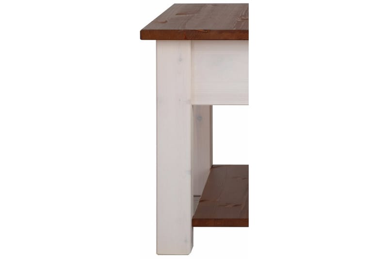CERVENS Soffbord 100 cm med Förvaring Lådor + Hylla Vit/Brun - Soffbord - Bord