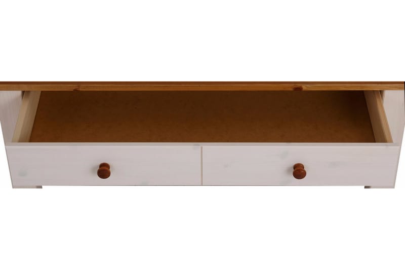 CERVENS Soffbord 100 cm med Förvaring Lådor + Hylla Vit/Brun - Soffbord - Bord
