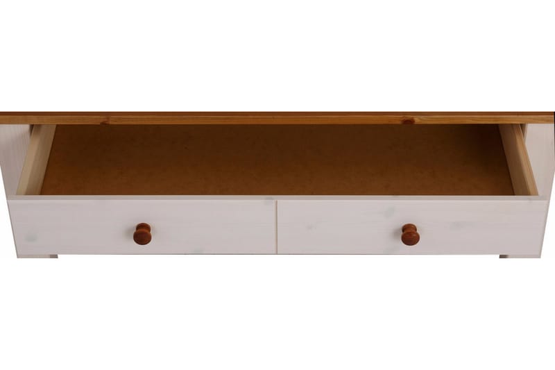 CERVENS Soffbord 100 cm med Förvaring Lådor + Hylla Vit/Brun - Möbler - Vardagsrum - Soffbord & vardagsrumsbord - Soffbord