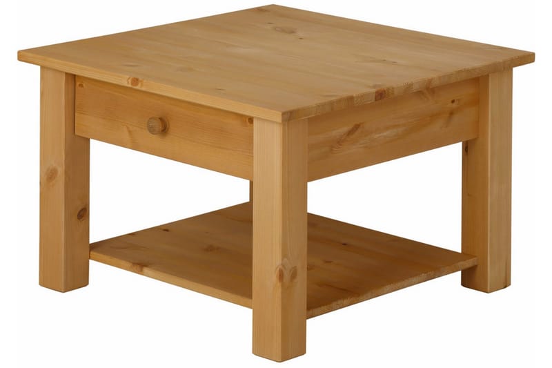 CERVENS Soffbord 60 cm med Förvaring Låda + Hylla Brun - Möbler - Vardagsrum - Soffbord & vardagsrumsbord - Soffbord