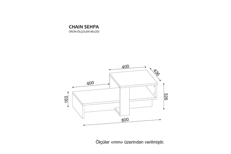 Chainell Soffbord 80 cm med Förvaring Hylla - Vit/Valnötsbrun - Möbler - Vardagsrum - Soffbord & vardagsrumsbord - Soffbord