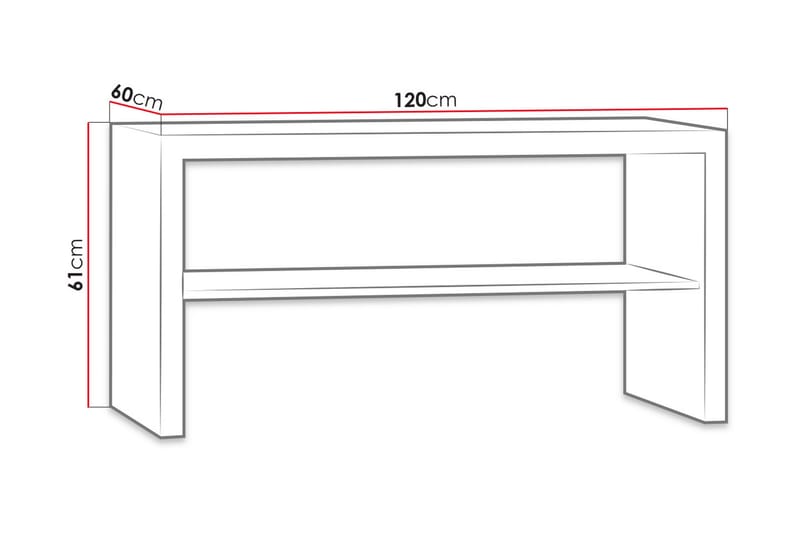 CHELES Soffbord 120 cm med Förvaring Hyllor Ekfärg/Brun - Ek - Bord - Soffbord