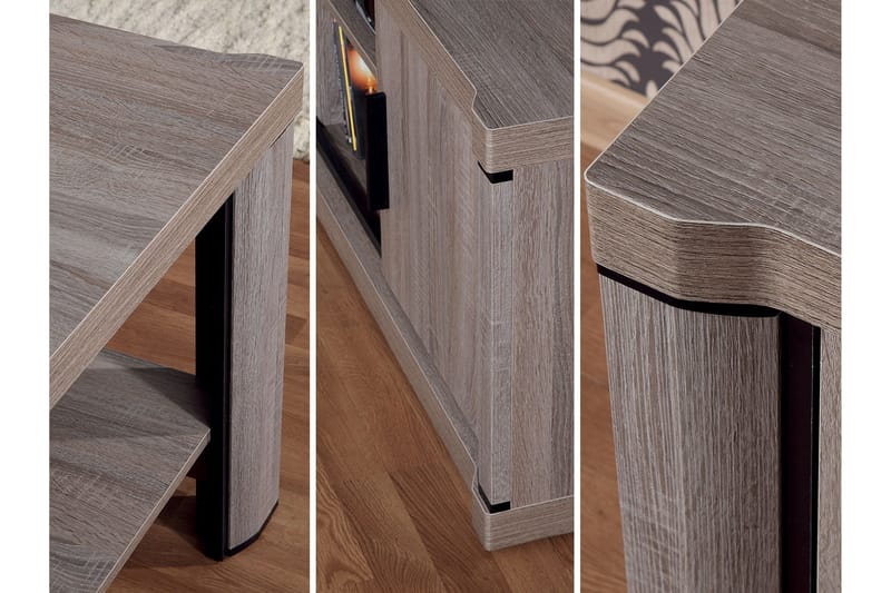 Chezum Soffbord 120 cm med Förvaring Hylla - Ekfärg/Beige/Grå - Möbler - Vardagsrum - Soffbord & vardagsrumsbord - Soffbord