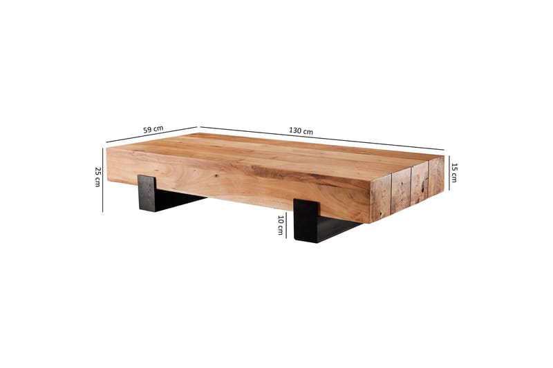 CHRISTOPHERRYAN Soffbord 130 cm Runt Akacia/Brun/Svart - Möbler - Vardagsrum - Soffbord & vardagsrumsbord - Soffbord