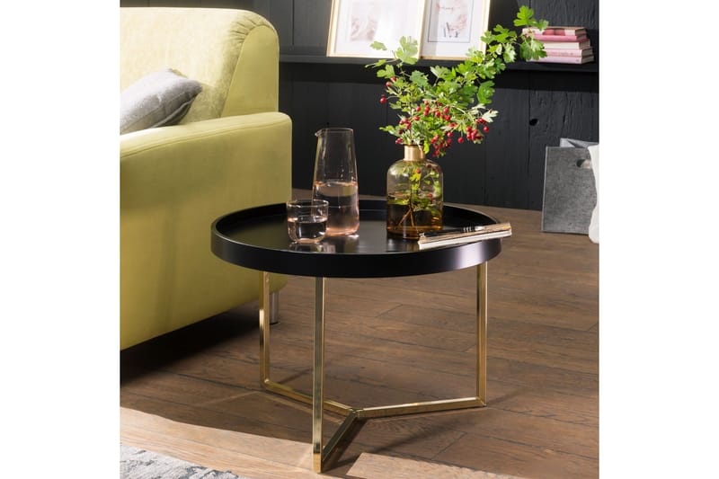 CHUHRAN Soffbord 59 cm Runt Svart/Guld - Soffbord - Bord