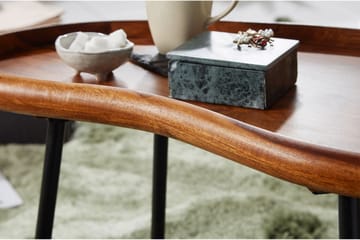 Cindal 71 cm Ovalt Soffbord med Upphöjd Kant i Valnöt - Brun - Möbler - Vardagsrum - Soffbord & vardagsrumsbord - Satsbord
