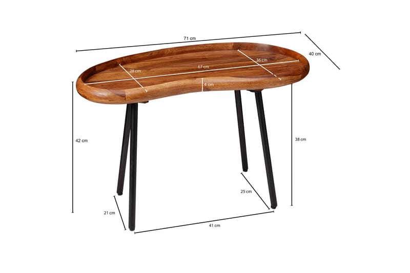 Cindal Soffbord 71 cm - Trä/natur - Möbler - Vardagsrum - Soffbord & vardagsrumsbord - Satsbord