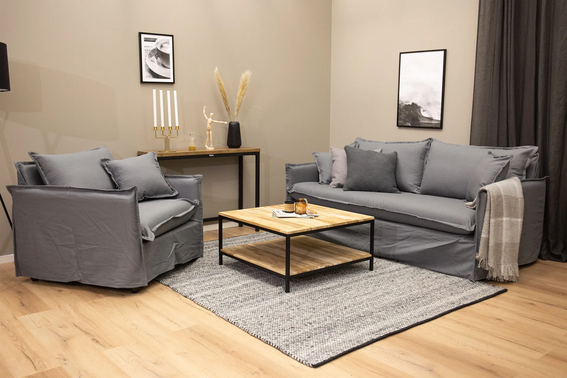 Cirebon Soffbord 80 cm med F&ouml;rvaring Hylla - Brun/Svart