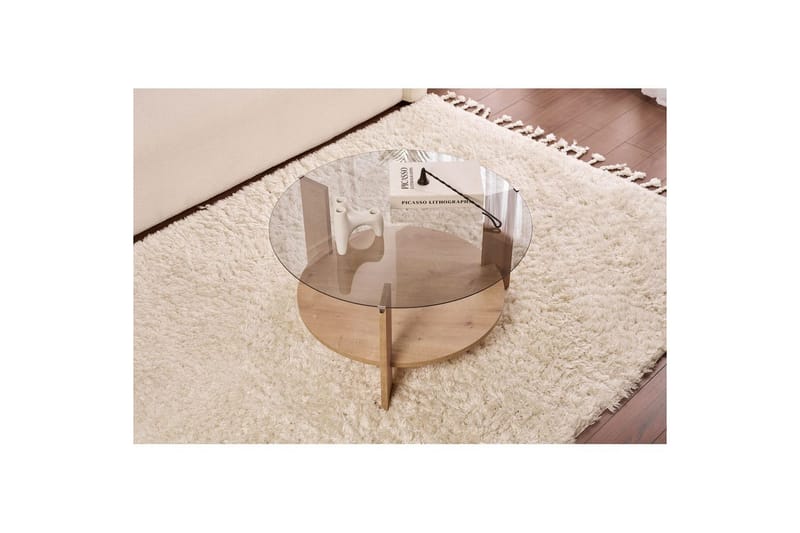 Soffbord Clara 75 cm med Glasskiva - Safir Ek / Rök - Möbler - Vardagsrum - Soffbord & vardagsrumsbord - Soffbord