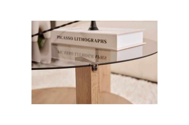 Soffbord Clara 75 cm med Glasskiva - Safir Ek / Rök - Möbler - Vardagsrum - Soffbord & vardagsrumsbord - Soffbord