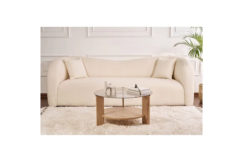 Soffbord Clara 75 cm med Glasskiva - Safir Ek / Rök - Möbler - Vardagsrum - Soffbord & vardagsrumsbord - Soffbord