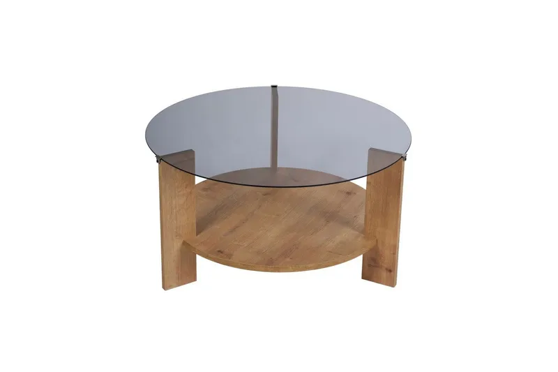 Soffbord Clara 75 cm med Glasskiva, Safir Ek / Rök