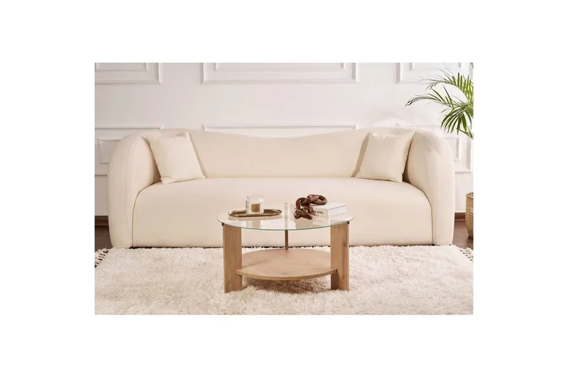 Soffbord Clara 75 cm med Glasskiva - Safir Ek / Transparent - Möbler - Vardagsrum - Soffbord & vardagsrumsbord - Soffbord