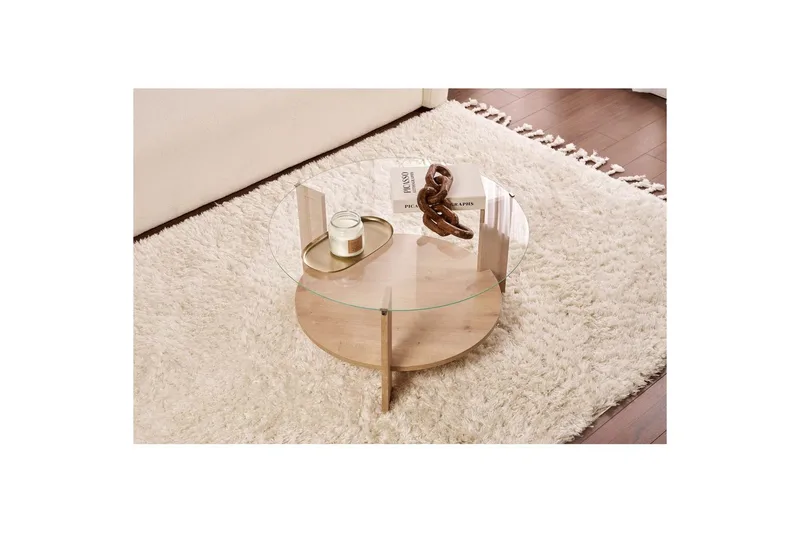 Soffbord Clara 75 cm med Glasskiva - Safir Ek / Transparent - Möbler - Vardagsrum - Soffbord & vardagsrumsbord - Soffbord