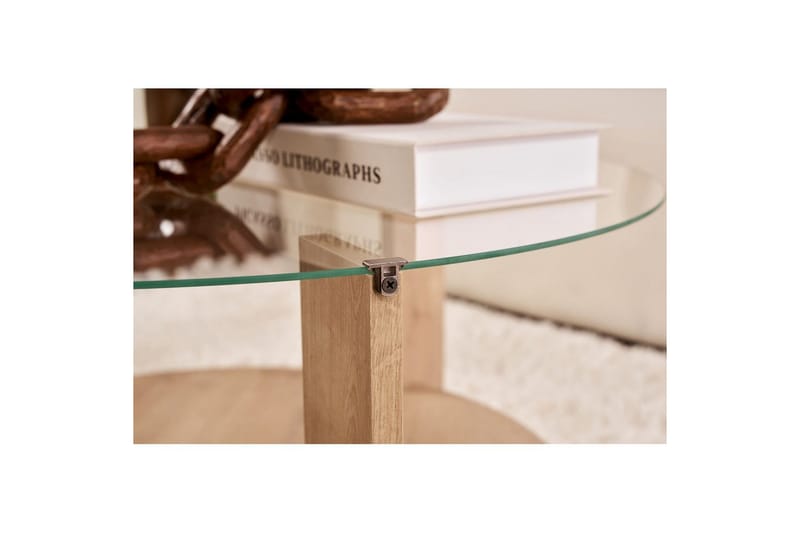 Soffbord Clara 75 cm med Glasskiva - Safir Ek / Transparent - Möbler - Vardagsrum - Soffbord & vardagsrumsbord - Soffbord