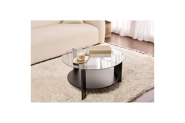 Soffbord Clara 75 cm med Glasskiva - Trä Svart / Rökt - Möbler - Vardagsrum - Soffbord & vardagsrumsbord - Soffbord