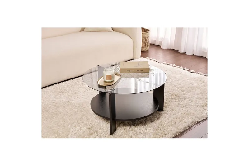 Soffbord Clara 75 cm med Glasskiva - Trä Svart / Rökt - Möbler - Vardagsrum - Soffbord & vardagsrumsbord - Soffbord