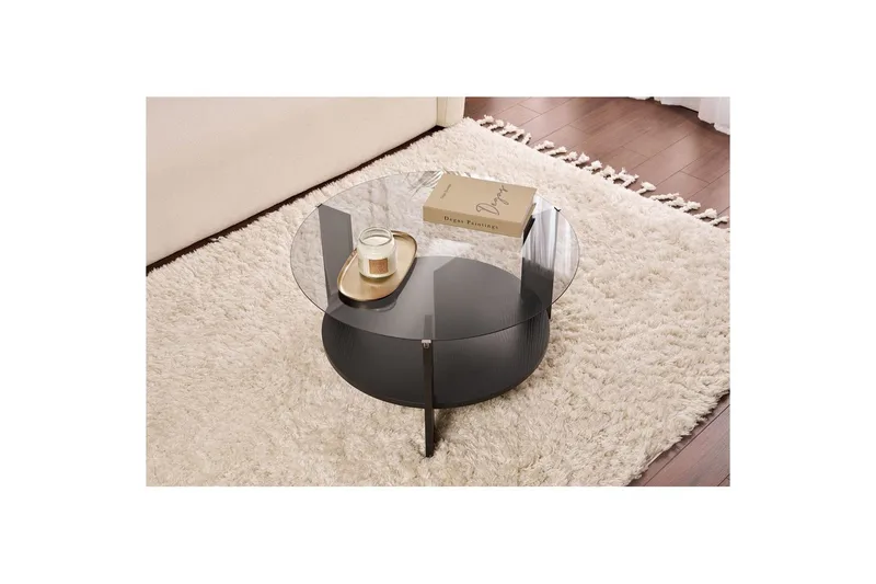 Soffbord Clara 75 cm med Glasskiva - Trä Svart / Rökt - Möbler - Vardagsrum - Soffbord & vardagsrumsbord - Soffbord