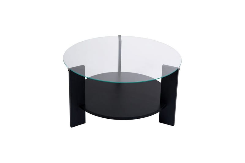 Soffbord Clara 75 cm med Glasskiva, Trä Svart / Transparent