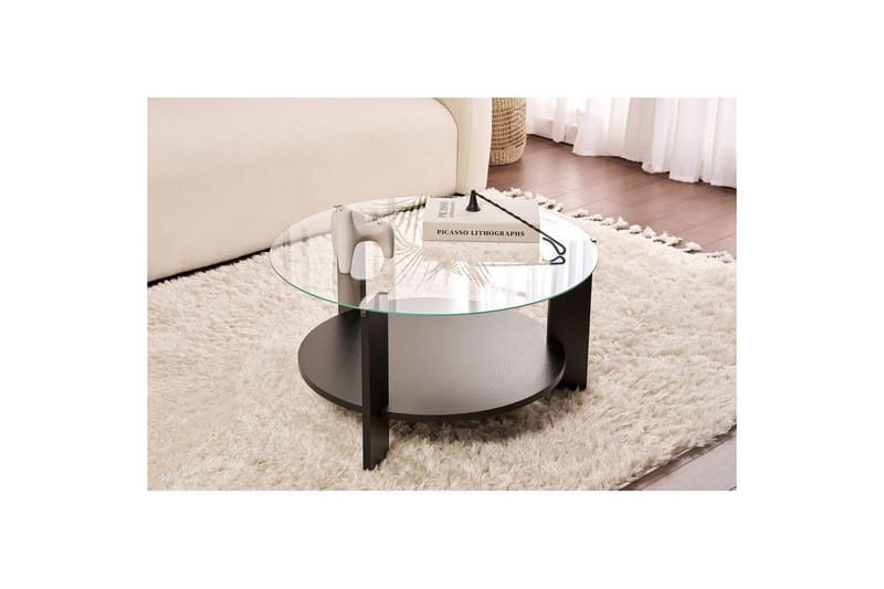 Soffbord Clara 75 cm med Glasskiva - Trä Svart / Transparent - Möbler - Vardagsrum - Soffbord & vardagsrumsbord - Soffbord