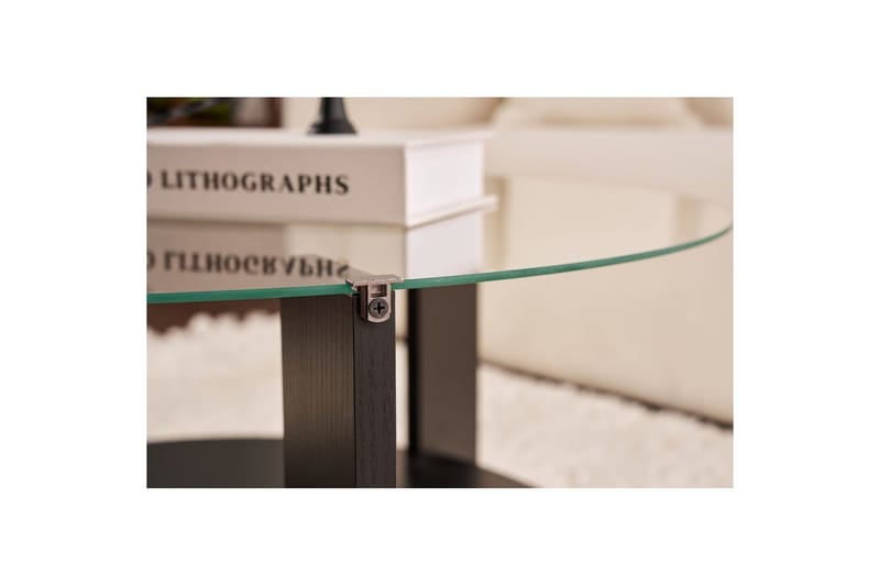 Soffbord Clara 75 cm med Glasskiva - Trä Svart / Transparent - Möbler - Vardagsrum - Soffbord & vardagsrumsbord - Soffbord