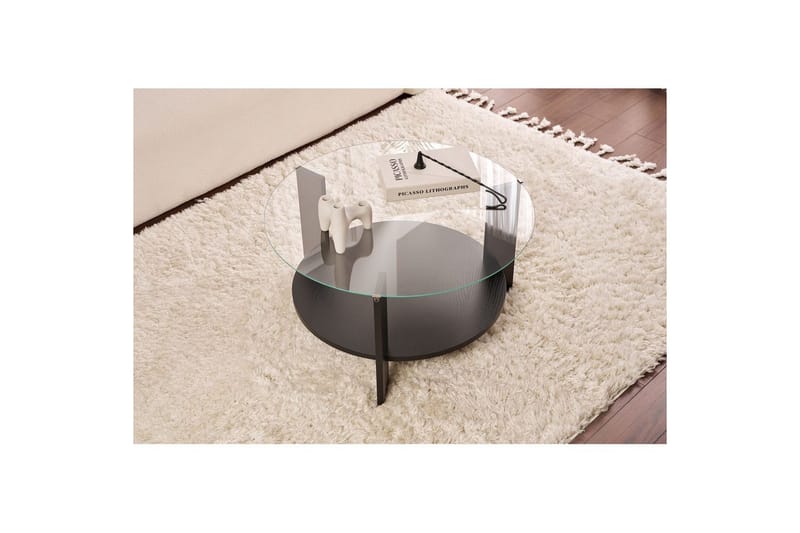 Soffbord Clara 75 cm med Glasskiva - Trä Svart / Transparent - Möbler - Vardagsrum - Soffbord & vardagsrumsbord - Soffbord