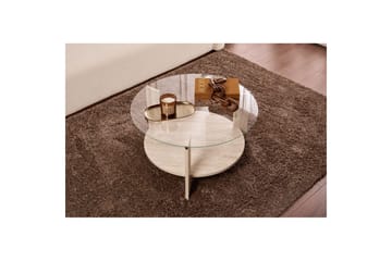 Soffbord Clara 75 cm med Glasskiva - Travertin / Transparent - Möbler - Vardagsrum - Soffbord & vardagsrumsbord - Soffbord