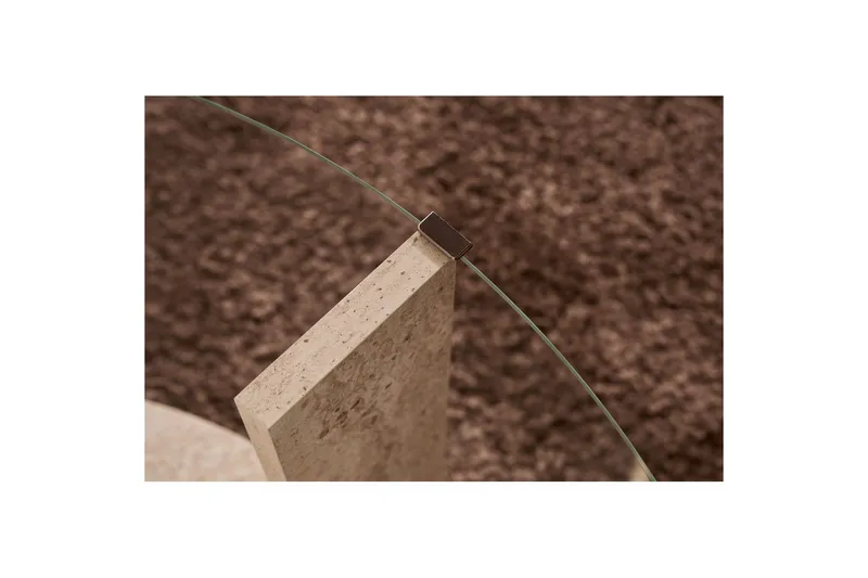 Soffbord Clara 75 cm med Glasskiva - Travertin / Transparent - Möbler - Vardagsrum - Soffbord & vardagsrumsbord - Soffbord