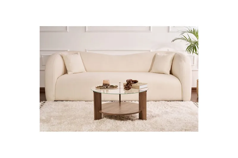 Soffbord Clara 75 cm med Glasskiva - Valnöt / Transparent - Möbler - Vardagsrum - Soffbord & vardagsrumsbord - Soffbord