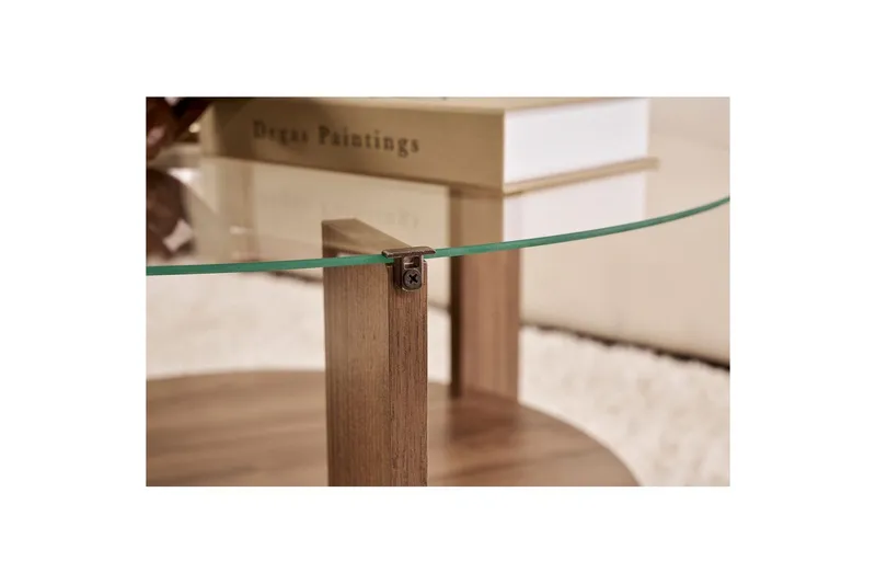 Soffbord Clara 75 cm med Glasskiva - Valnöt / Transparent - Möbler - Vardagsrum - Soffbord & vardagsrumsbord - Soffbord