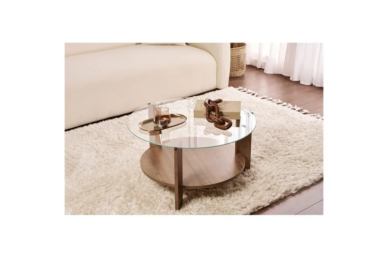 Soffbord Clara 75 cm med Glasskiva - Valnöt / Transparent - Möbler - Vardagsrum - Soffbord & vardagsrumsbord - Soffbord