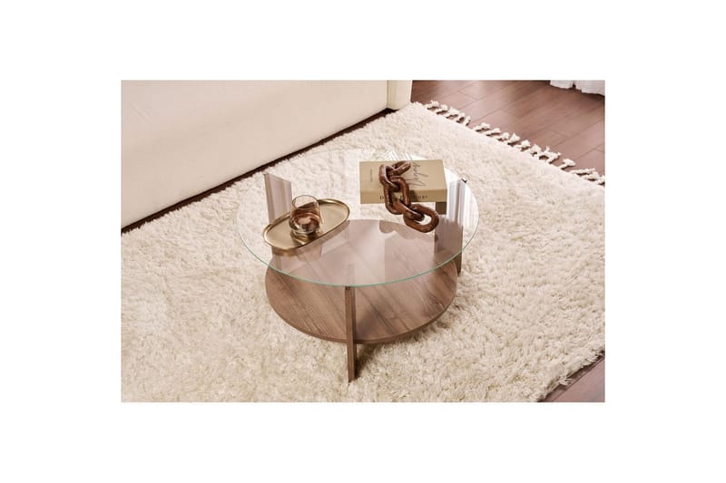 Soffbord Clara 75 cm med Glasskiva - Valnöt / Transparent - Möbler - Vardagsrum - Soffbord & vardagsrumsbord - Soffbord
