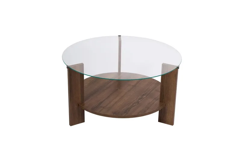 Soffbord Clara 75 cm med Glasskiva, Valnöt / Transparent