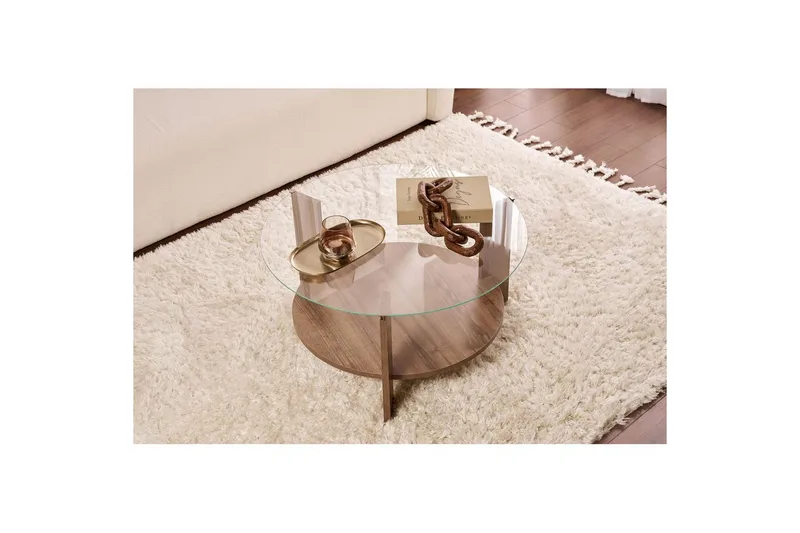 Soffbord Clara 75 cm med Glasskiva - Valnöt / Transparent - Möbler - Vardagsrum - Soffbord & vardagsrumsbord - Soffbord