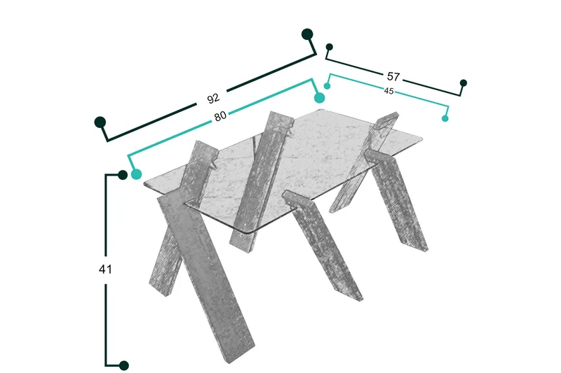 Comfortale Maxi Soffbord 92 cm - Glas/Vit - Möbler - Vardagsrum - Soffbord & vardagsrumsbord - Soffbord