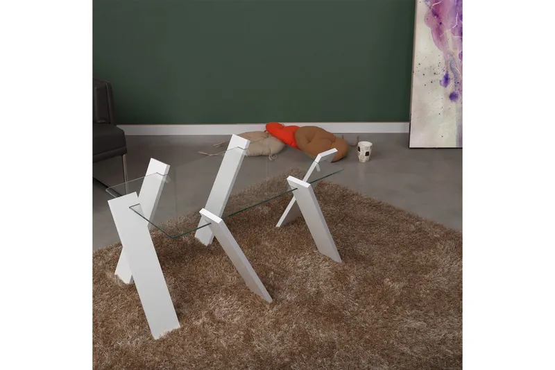 Comfortale Maxi Soffbord 92 cm - Glas/Vit - Möbler - Vardagsrum - Soffbord & vardagsrumsbord - Soffbord