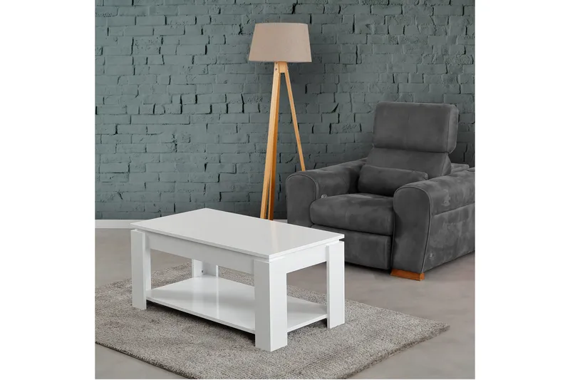 Comfortale Soffbord 104 cm med Förvaring Hylla - Vit - Möbler - Vardagsrum - Soffbord & vardagsrumsbord - Soffbord