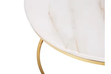 Coralla Soffbord 70 cm Runt Marmormönster - Vit/Guld - Möbler - Vardagsrum - Soffbord & vardagsrumsbord - Soffbord