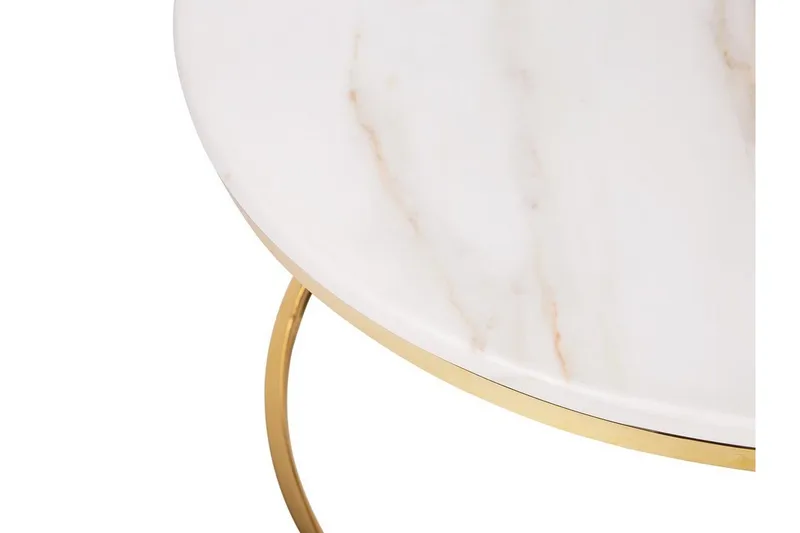 Coralla Soffbord 70 cm Runt Marmormönster - Vit/Guld - Möbler - Vardagsrum - Soffbord & vardagsrumsbord - Soffbord