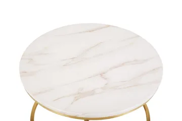 Coralla Soffbord 70 cm Runt Marmormönster - Vit/Guld - Möbler - Vardagsrum - Soffbord & vardagsrumsbord - Soffbord