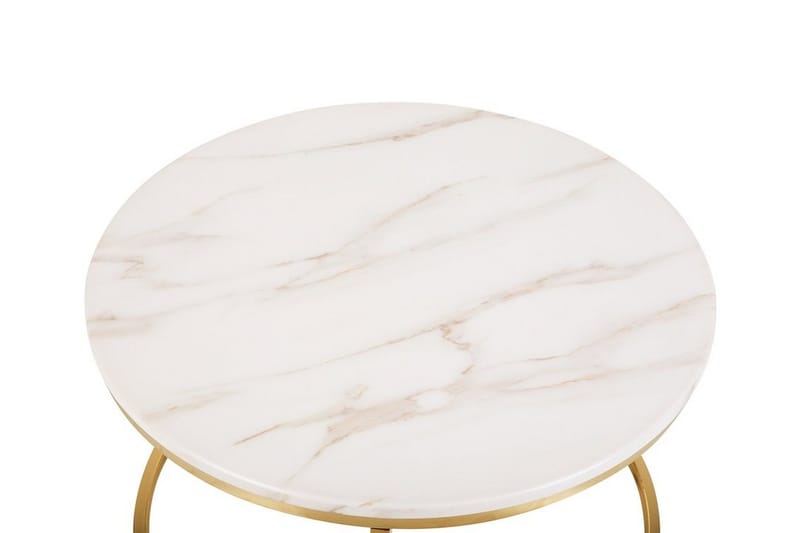 Coralla Soffbord 70 cm Runt Marmormönster - Vit/Guld - Möbler - Vardagsrum - Soffbord & vardagsrumsbord - Soffbord