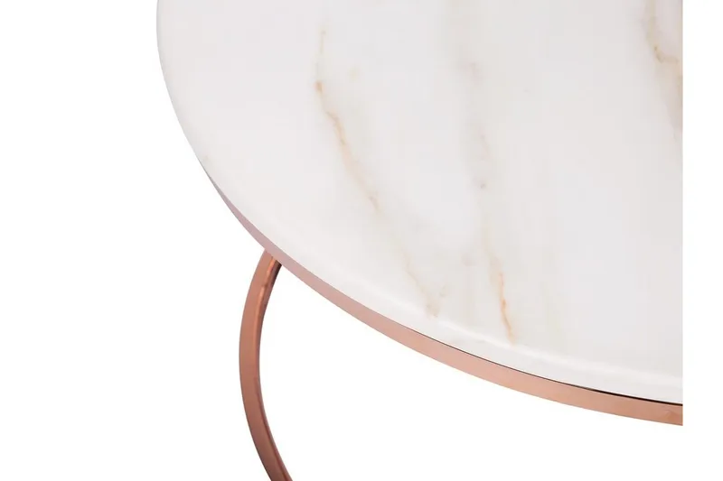 Coralla Soffbord 70 cm Runt Marmormönster - Vit/Koppar - Möbler - Vardagsrum - Soffbord & vardagsrumsbord - Soffbord