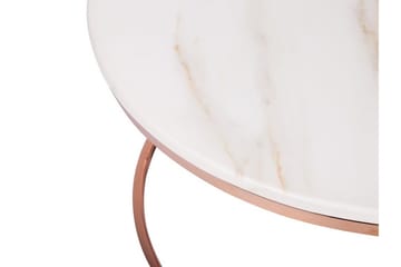 Coralla Soffbord 70 cm Runt Marmormönster - Vit/Koppar - Möbler - Vardagsrum - Soffbord & vardagsrumsbord - Soffbord