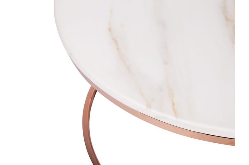 Coralla Soffbord 70 cm Runt Marmormönster - Vit/Koppar - Möbler - Vardagsrum - Soffbord & vardagsrumsbord - Soffbord