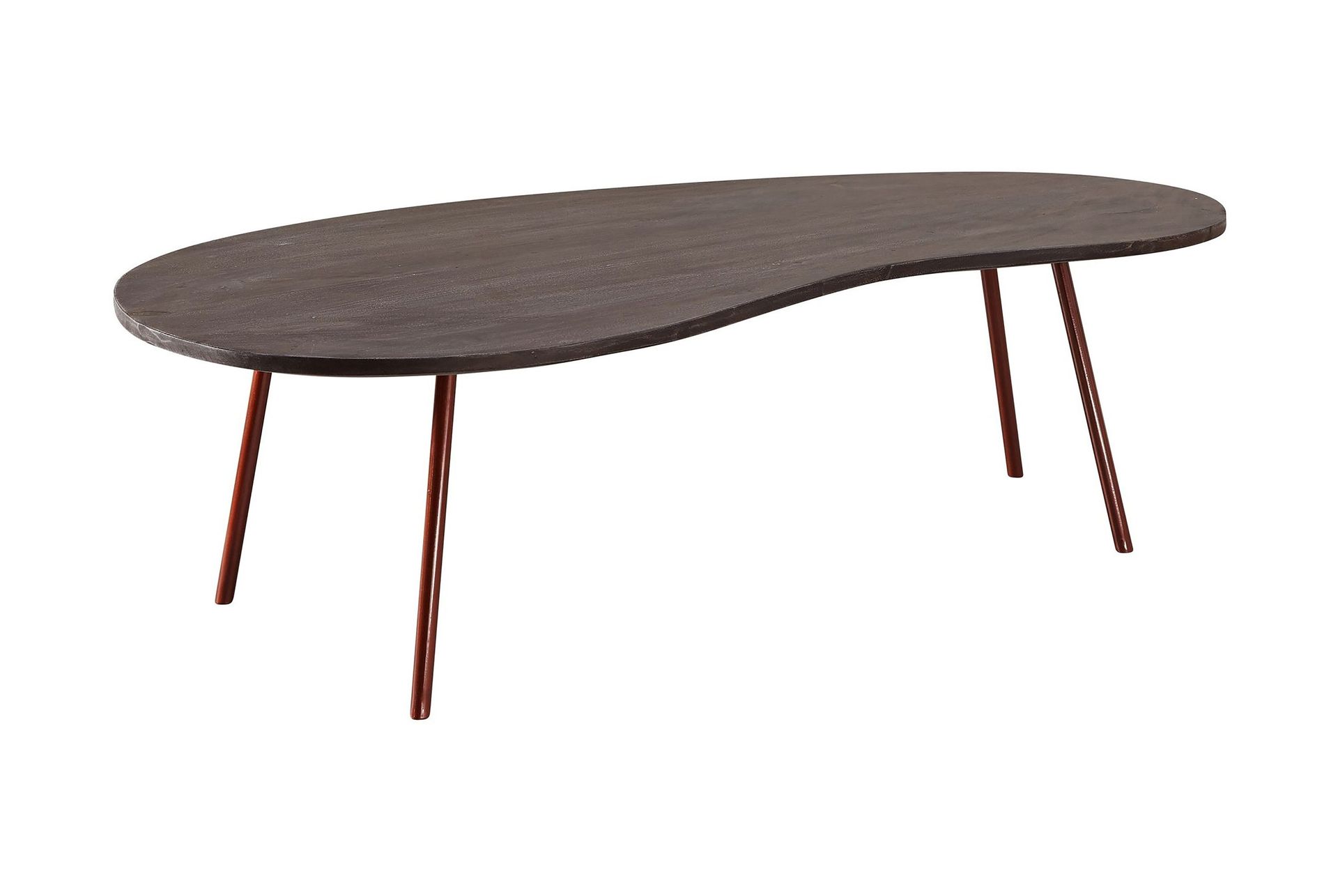 corkrean soffbord 122 cm njurformat - massivt trä/mörkgrå/koppar