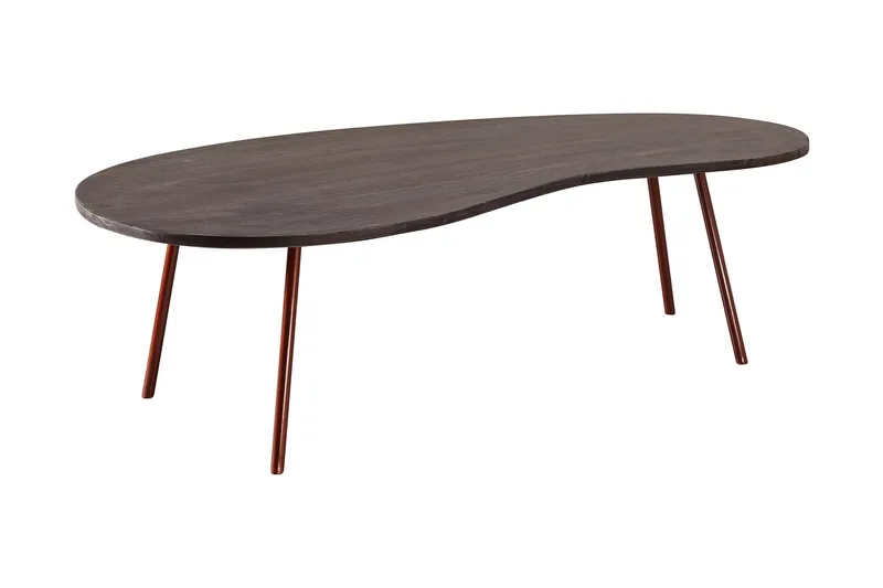 Corkrean Soffbord 122 cm Njurformat, Massivt Trä/Mörkgrå/Koppar