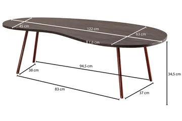 Corkrean Soffbord 122 cm Njurformat - Massivt Trä/Mörkgrå/Koppar - Möbler - Vardagsrum - Soffbord & vardagsrumsbord - Soffbord