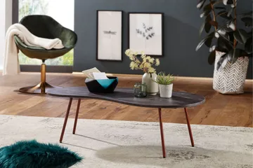 Corkrean Soffbord 122 cm Njurformat - Massivt Trä/Mörkgrå/Koppar - Möbler - Vardagsrum - Soffbord & vardagsrumsbord - Soffbord